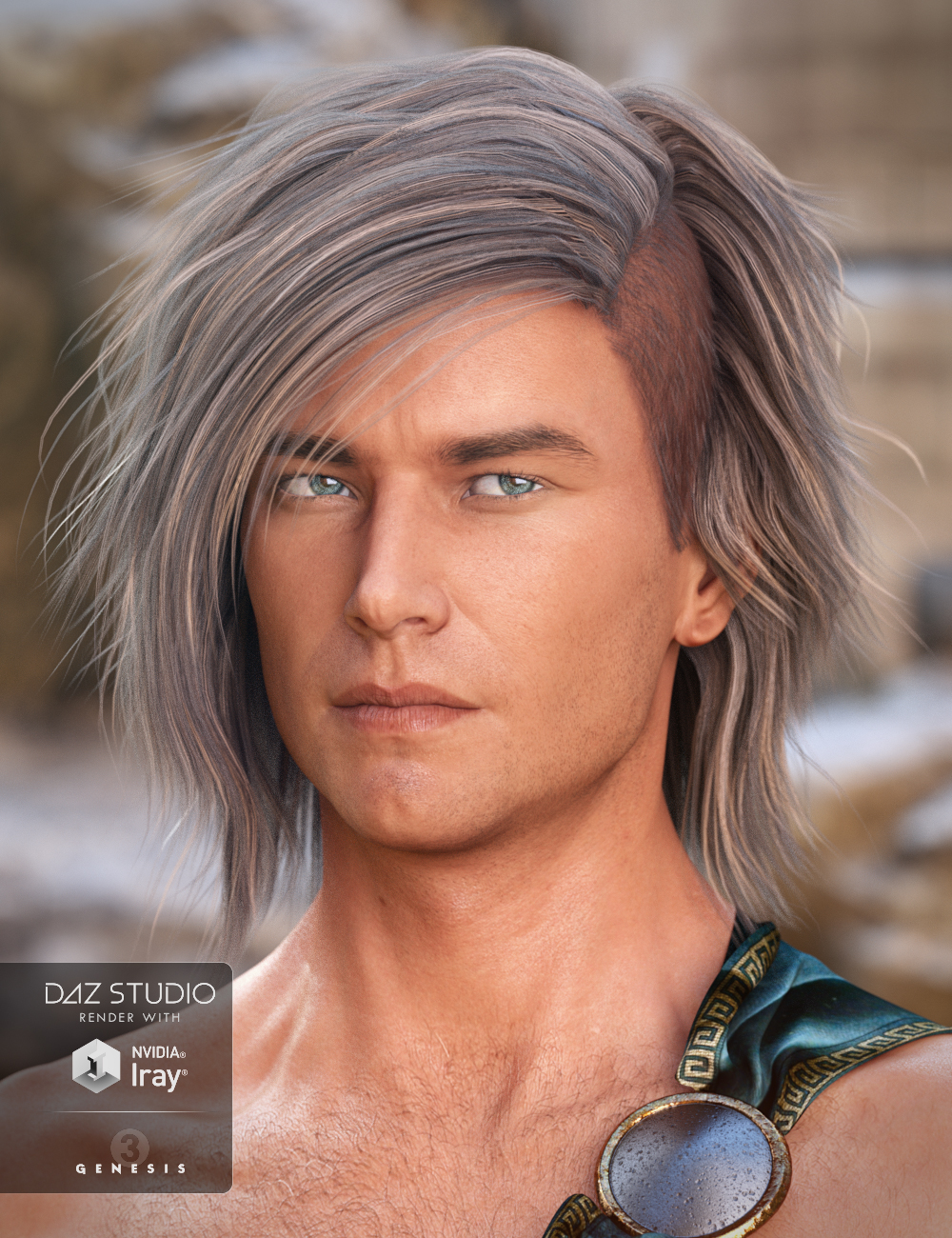 Declan Hair for Genesis 3 Male(s) by: 3DCelebrity, 3D Models by Daz 3D