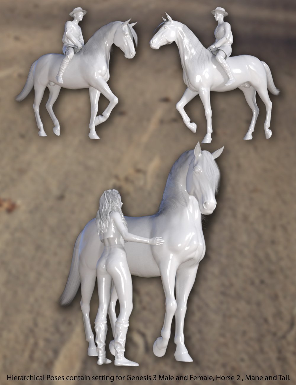 DA Horse and Rider Pose Set by: Design Anvil, 3D Models by Daz 3D