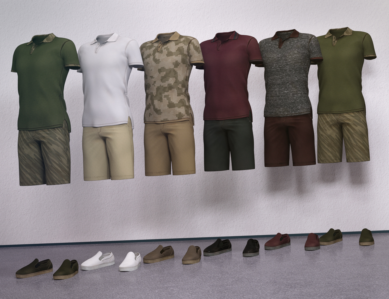 Spring Polo Outfit for Genesis 3 Male(s) by: NikisatezArien, 3D Models by Daz 3D