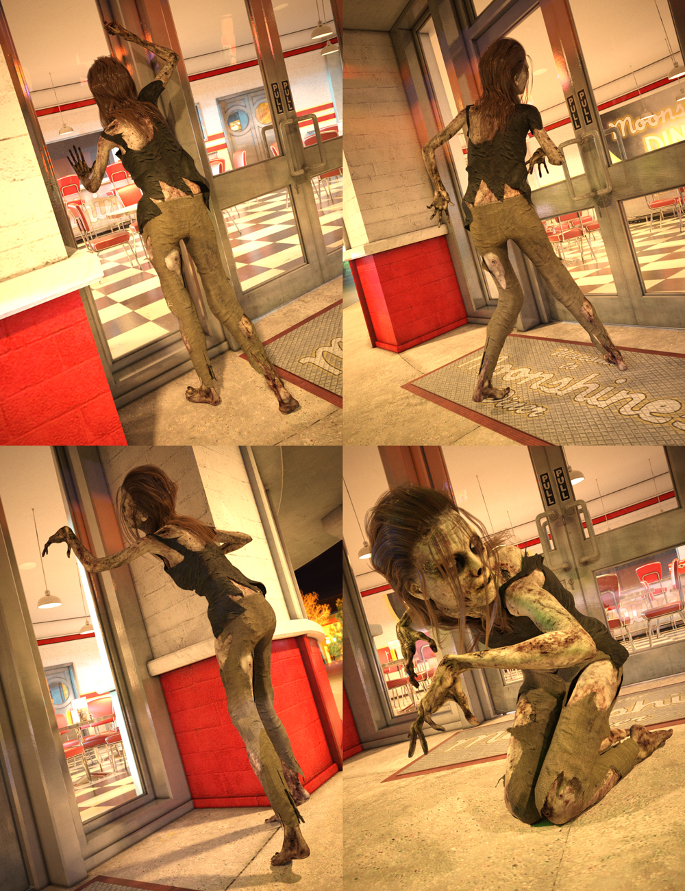 Zombie Poses for Moonshine Diner by: DianePredatron, 3D Models by Daz 3D