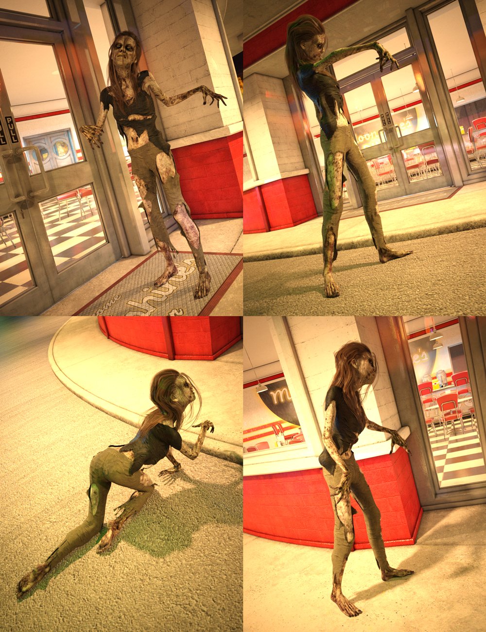 Zombie Poses for Moonshine Diner Zombie Poses for Moonshine Diner by: DianePredatron, 3D Models by Daz 3D