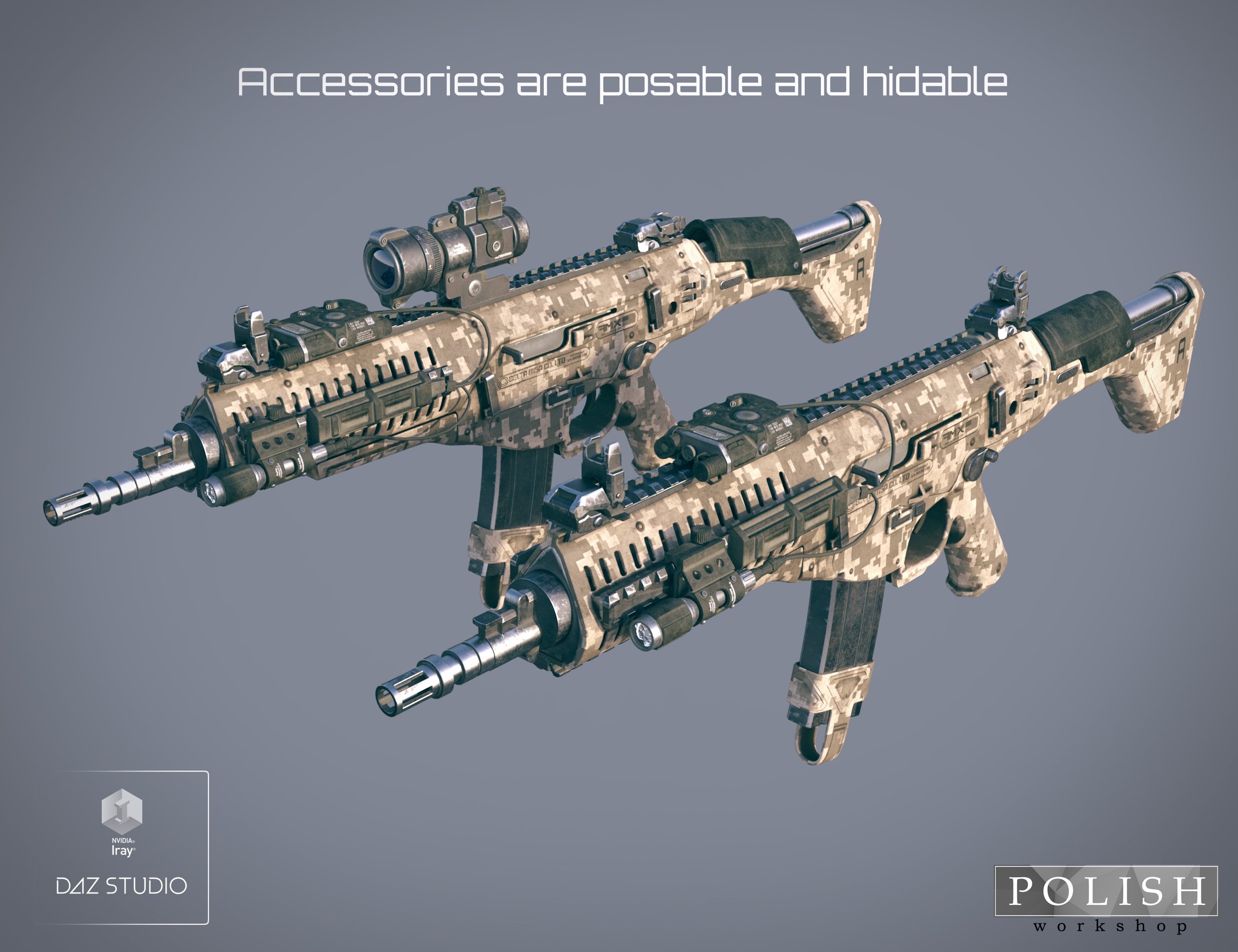 AMX Assault Rifle and Poses AMX Assault Rifle and Poses by: Polish, 3D Models by Daz 3D