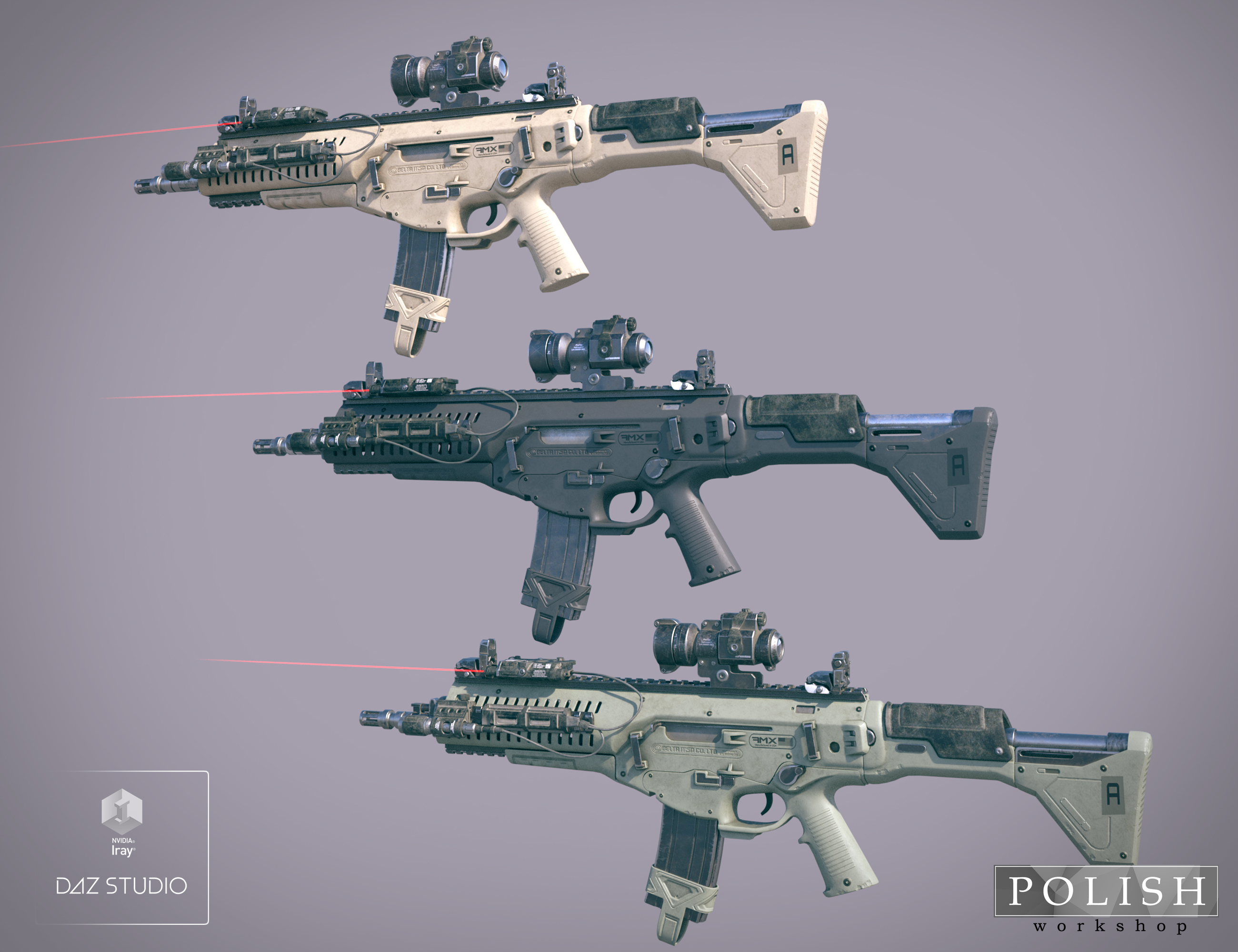 AMX Assault Rifle and Poses by: Polish, 3D Models by Daz 3D