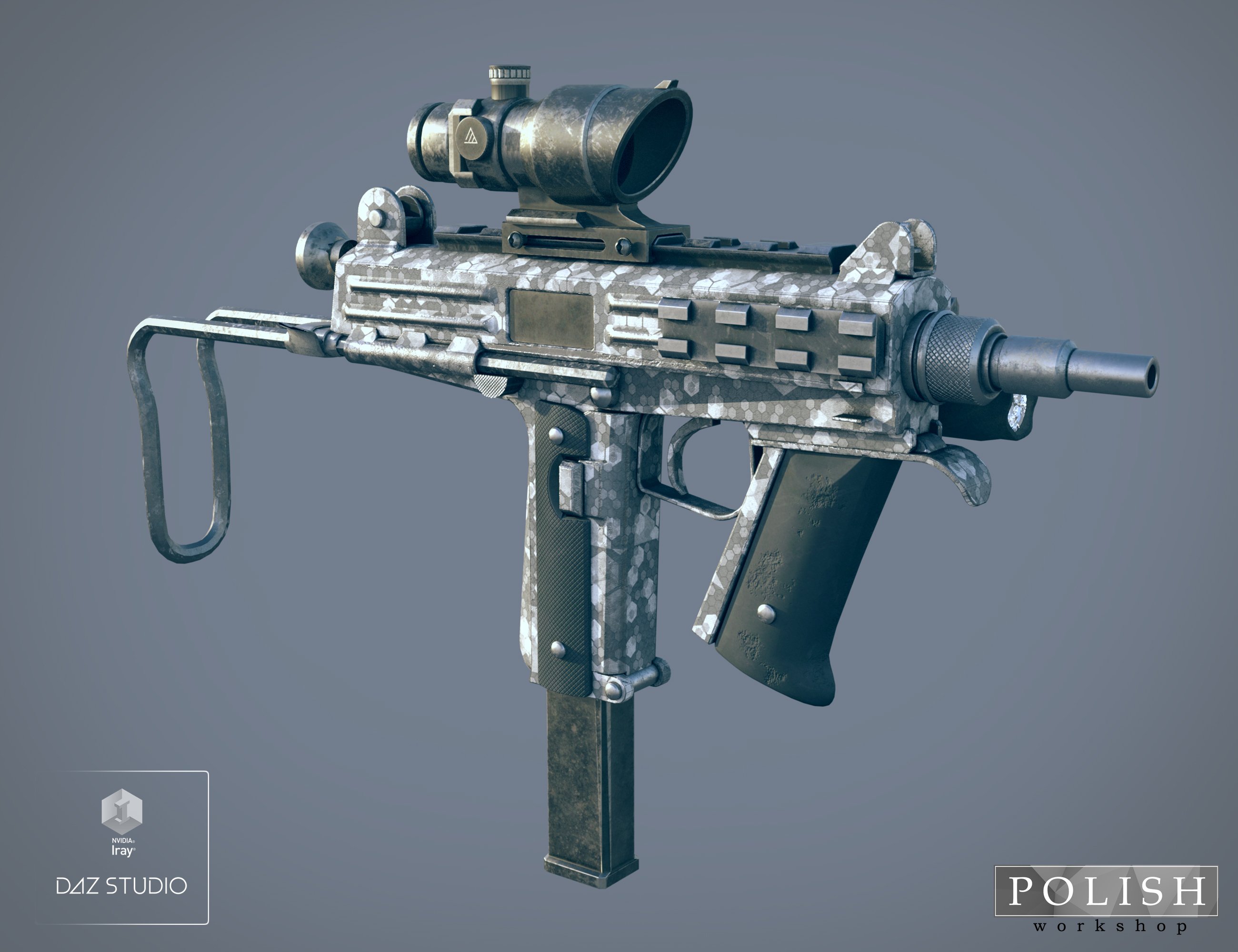 KJC Submachine Gun and Poses by: Polish, 3D Models by Daz 3D