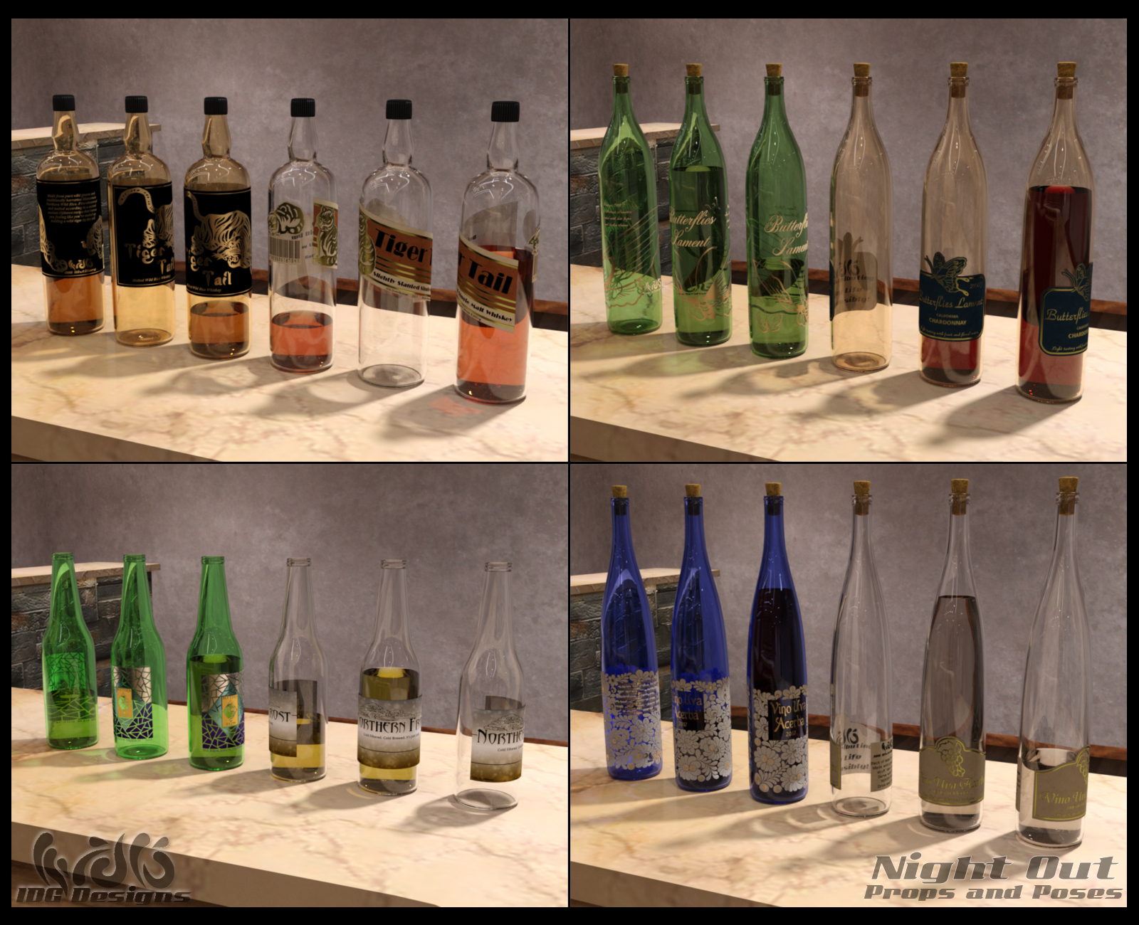 IDG Night Out Props and Poses IDG Night Out Props and Poses by: IDG DesignsDestinysGardenInaneGlory, 3D Models by Daz 3D