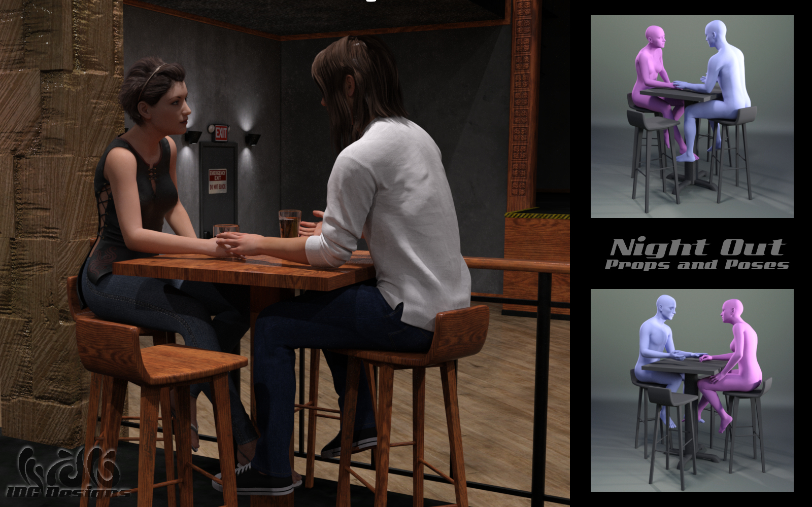 IDG Night Out Props and Poses IDG Night Out Props and Poses by: IDG DesignsDestinysGardenInaneGlory, 3D Models by Daz 3D
