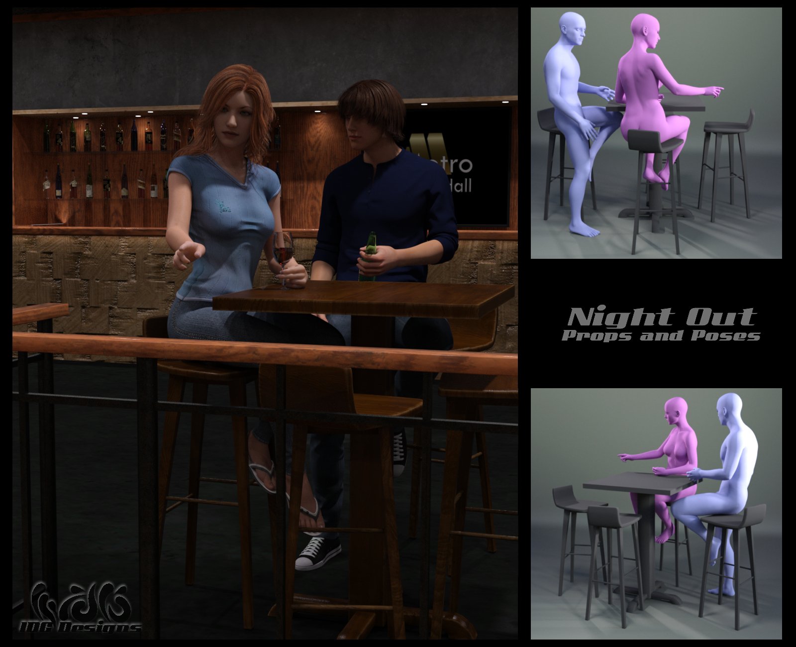 IDG Night Out Props and Poses IDG Night Out Props and Poses by: IDG DesignsDestinysGardenInaneGlory, 3D Models by Daz 3D