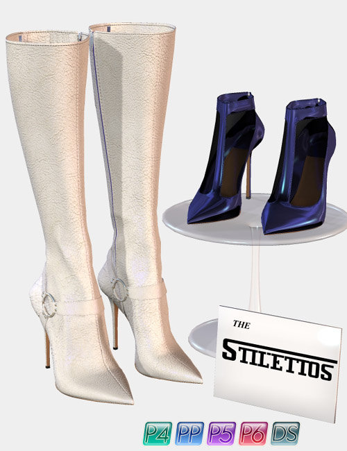 Stilettos Set - 'The Boots' for IV, GV, GJ, V4, & SSV by: Jim Burton, 3D Models by Daz 3D