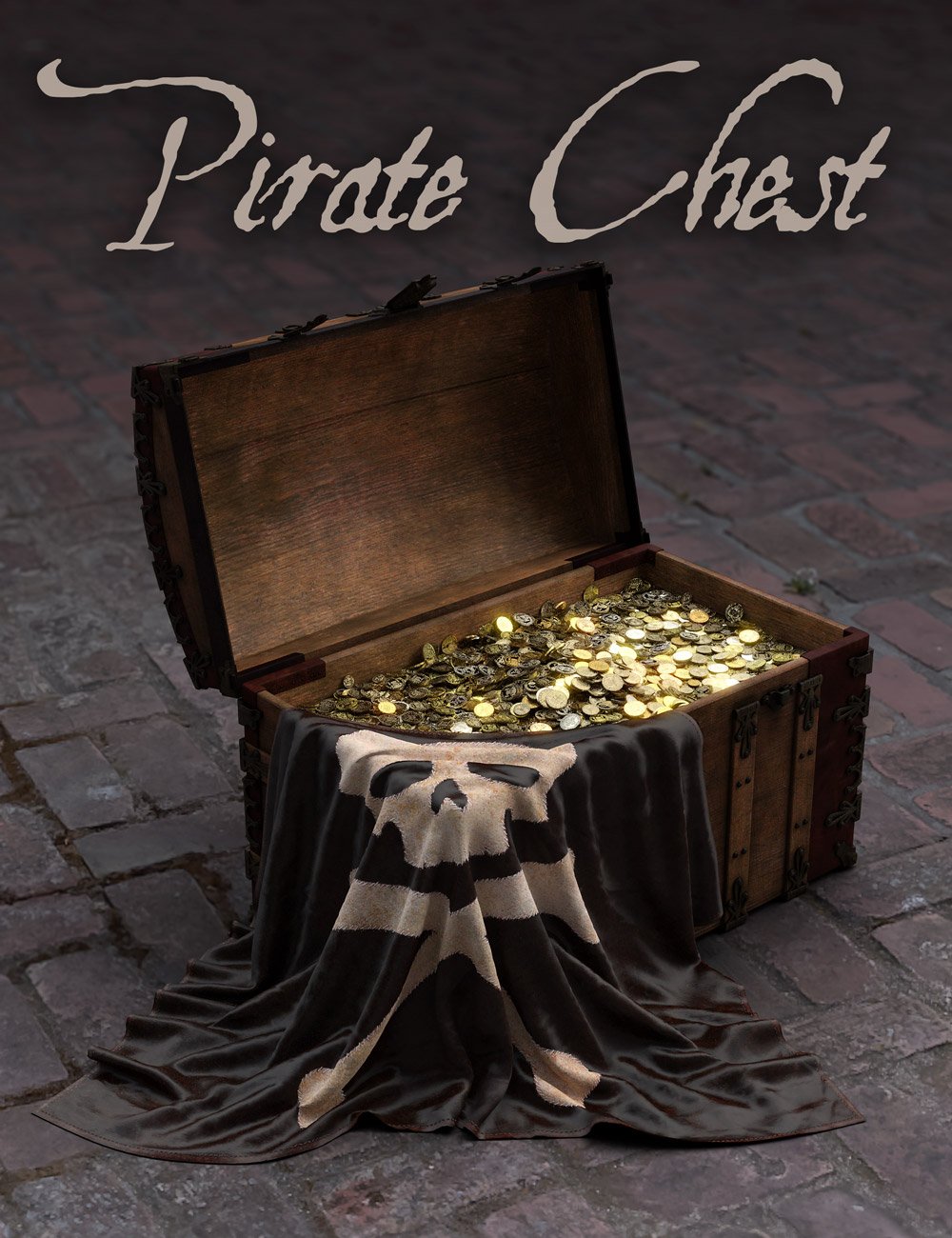 Pirate Treasure Chest, Coins and Flag by: Age of Armour, 3D Models by Daz 3D