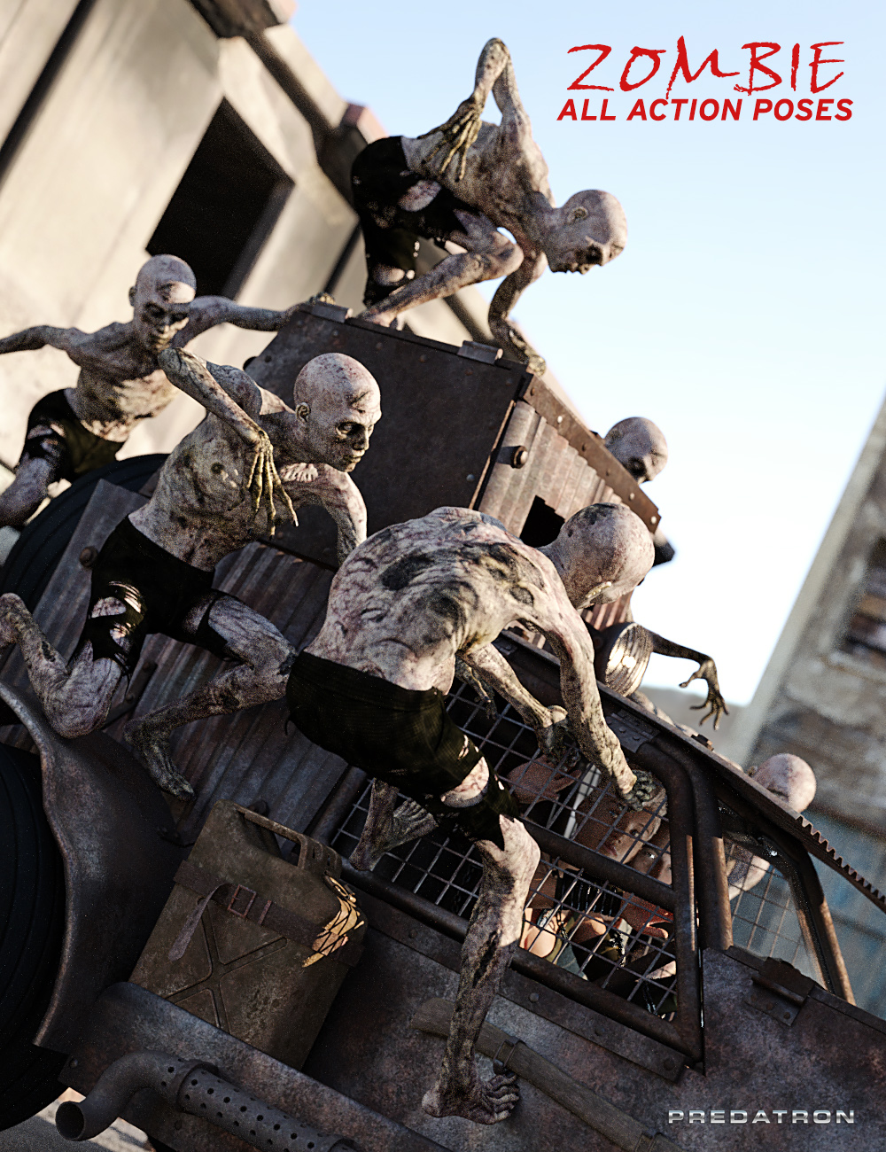 Zombie All Action Poses by: Predatron, 3D Models by Daz 3D