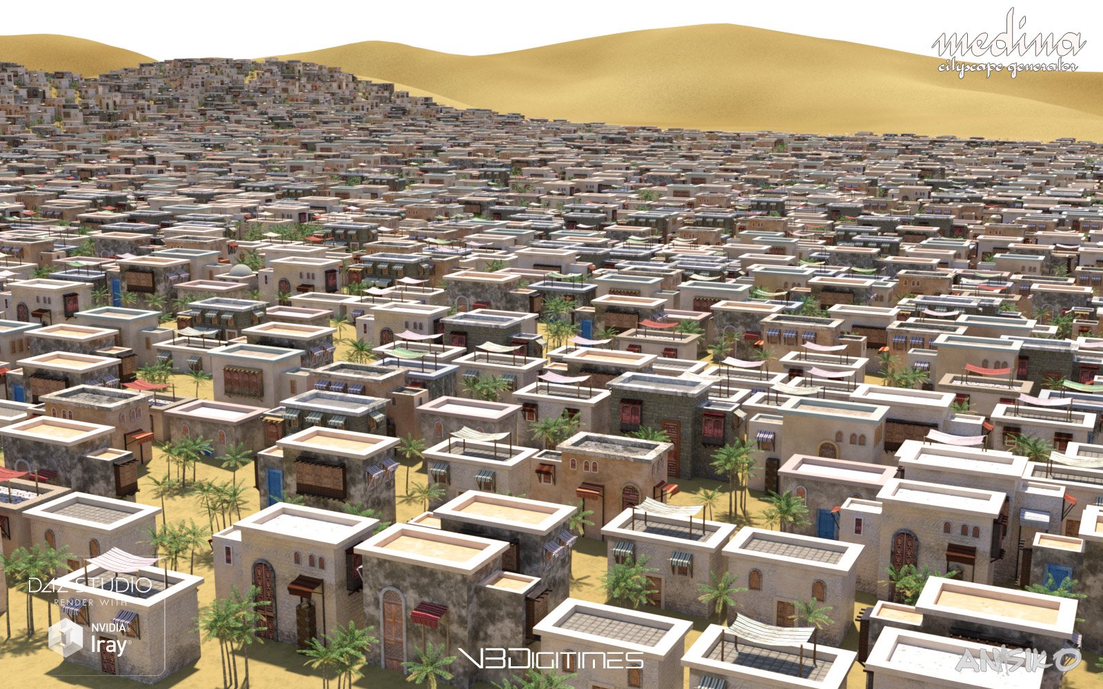 Medina Cityscape Generator by: AnsikoV3Digitimes, 3D Models by Daz 3D