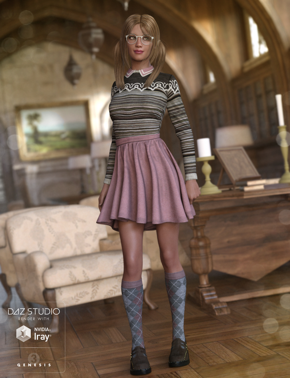 Nerdy Girl Outfit for Genesis 3 Female(s) by: Nikisatez, 3D Models by Daz 3D