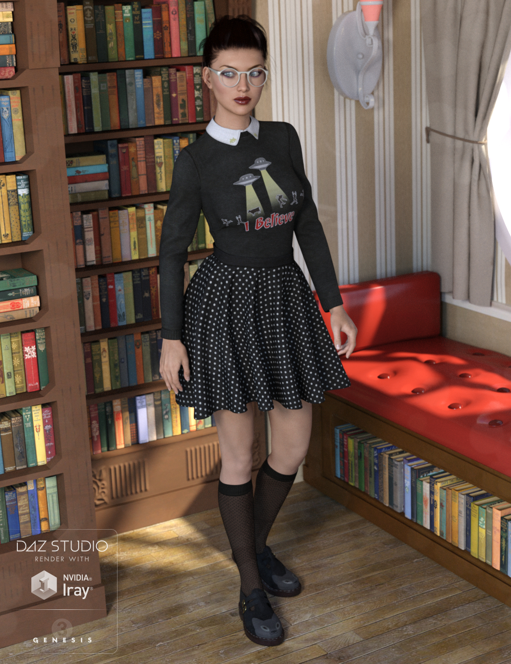 Nerdy Girl Outfit Textures by: , 3D Models by Daz 3D