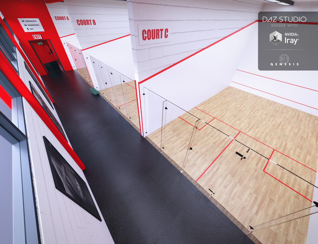 Squash Court by: OskarssonMoonscape Graphics, 3D Models by Daz 3D