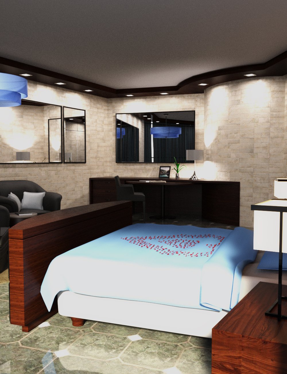 Romantic Hotel Room by: Tesla3dCorp, 3D Models by Daz 3D