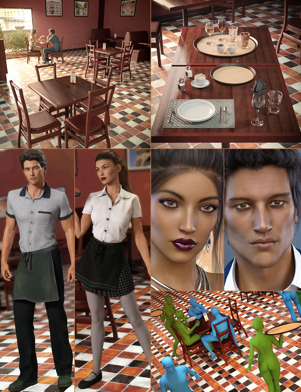 Out to Dinner Bundle by: , 3D Models by Daz 3D