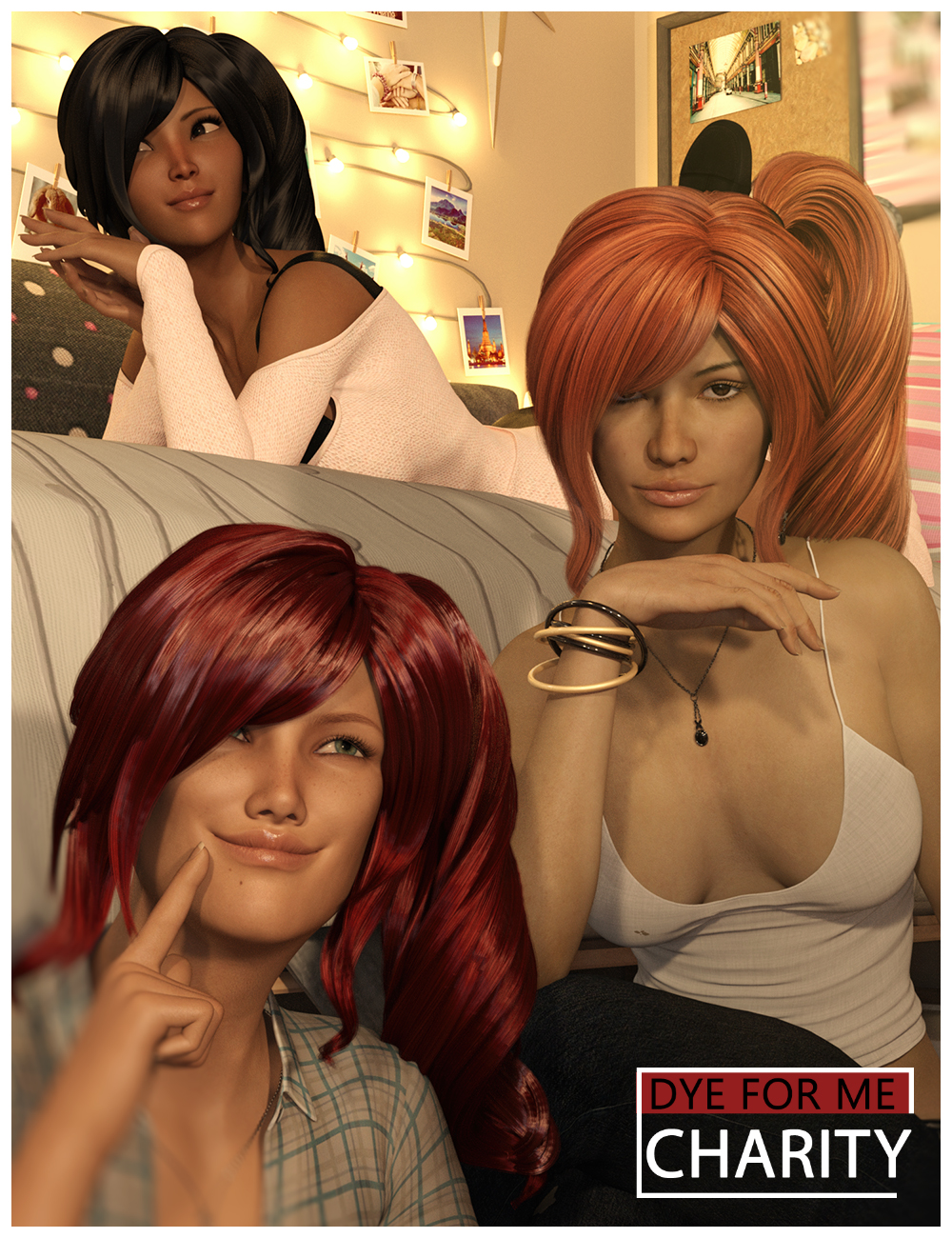 D4M Charity Hair for Genesis 3 Female(s) Bundle by: Lady LittlefoxTraveler, 3D Models by Daz 3D