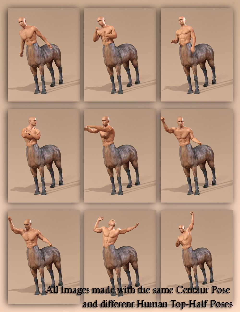 Essential Poses for Centaur 7 Male by: RiverSoft Art, 3D Models by Daz 3D