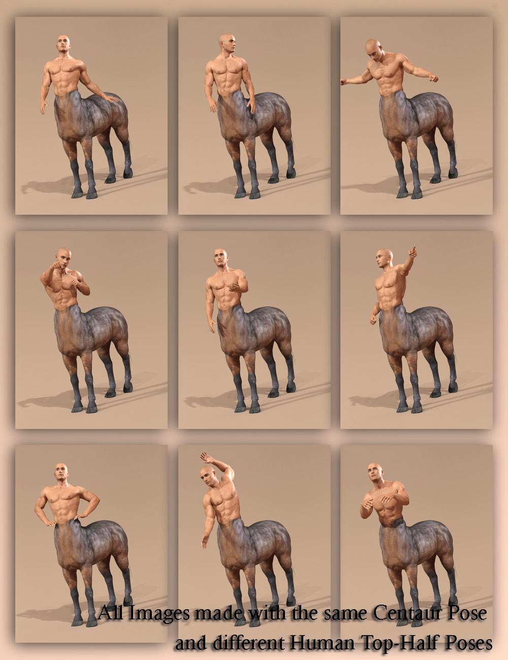 Essential Poses for Centaur 7 Male by: RiverSoft Art, 3D Models by Daz 3D