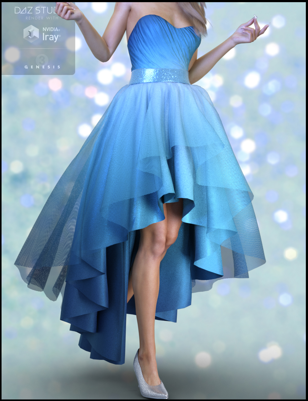 Party Gown Outfit for Genesis 3 Female(s) by: Nikisatez, 3D Models by Daz 3D