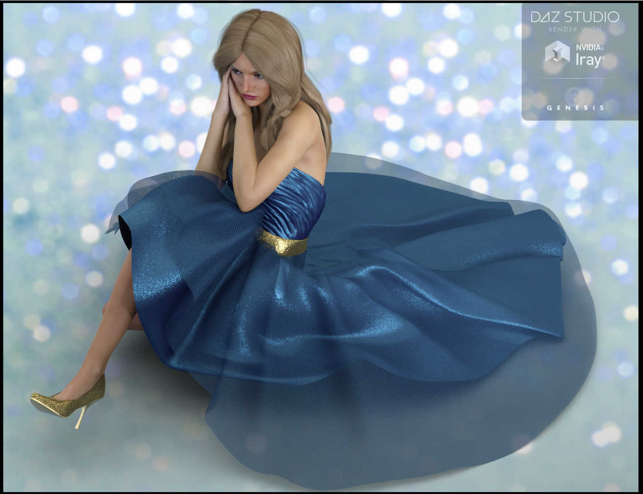 Party Gown Outfit for Genesis 3 Female(s) by: Nikisatez, 3D Models by Daz 3D