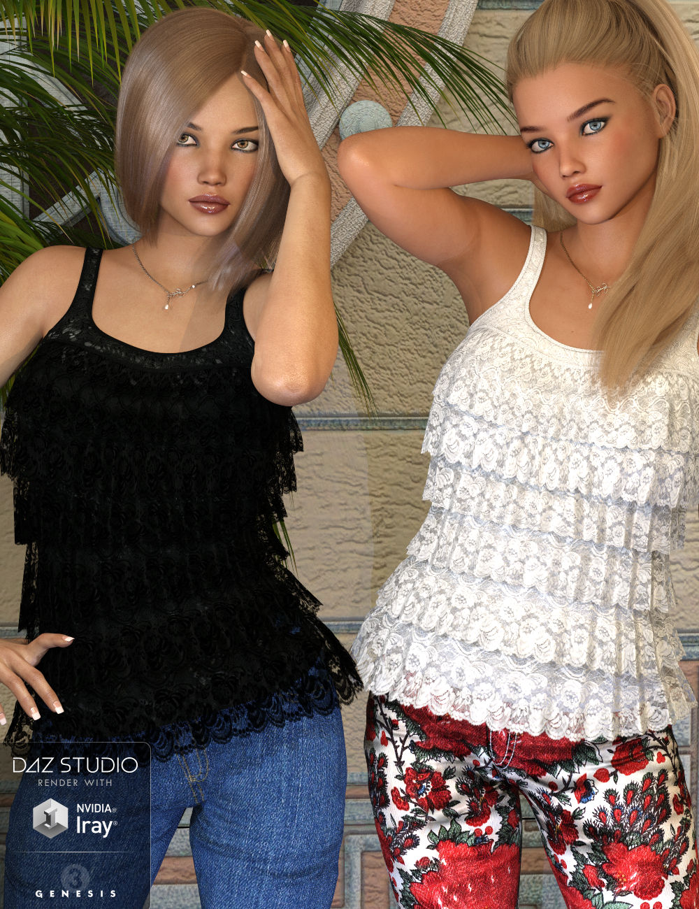 Tiered Lace Outfit for Genesis 3 Female(s) by: WildDesignsJessaii, 3D Models by Daz 3D