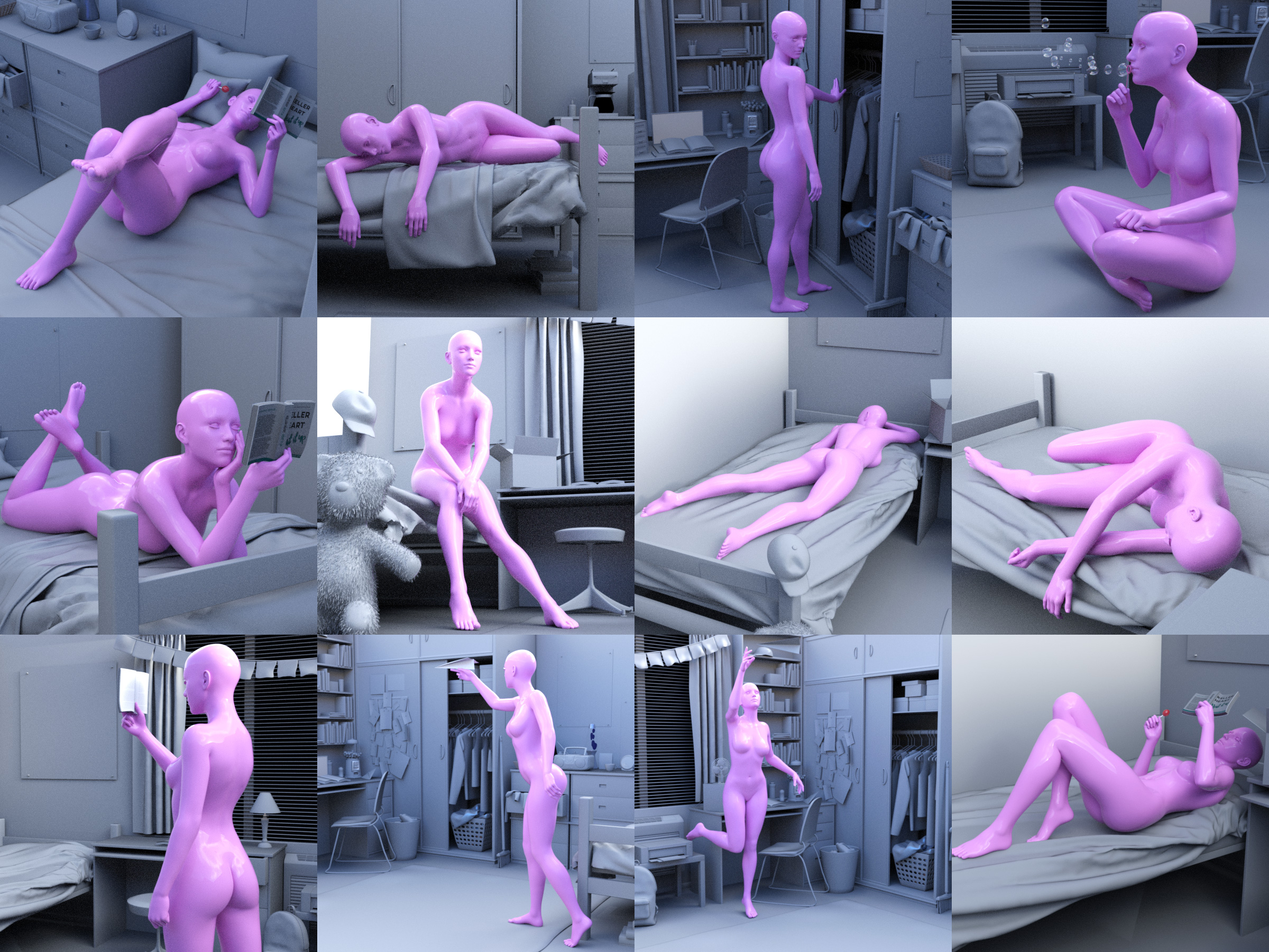 i13 Dorm Pose Collection by: ironman13, 3D Models by Daz 3D