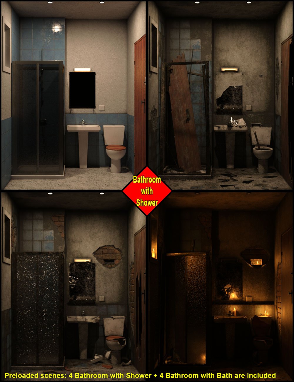 The Bathroom, BEFORE and AFTER... The Bathroom, BEFORE and AFTER... by: ile-avalon, 3D Models by Daz 3D