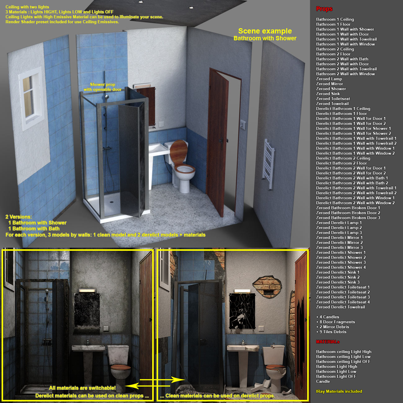 The Bathroom, BEFORE and AFTER... The Bathroom, BEFORE and AFTER... by: ile-avalon, 3D Models by Daz 3D