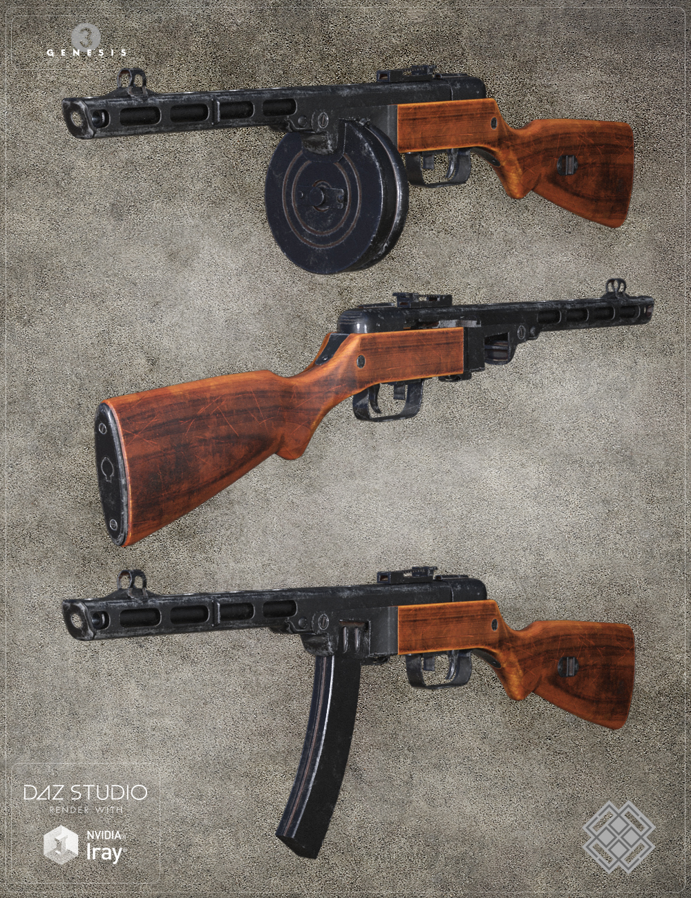 Russian Weapon for Genesis 3 Male(s) by: Velemudr, 3D Models by Daz 3D