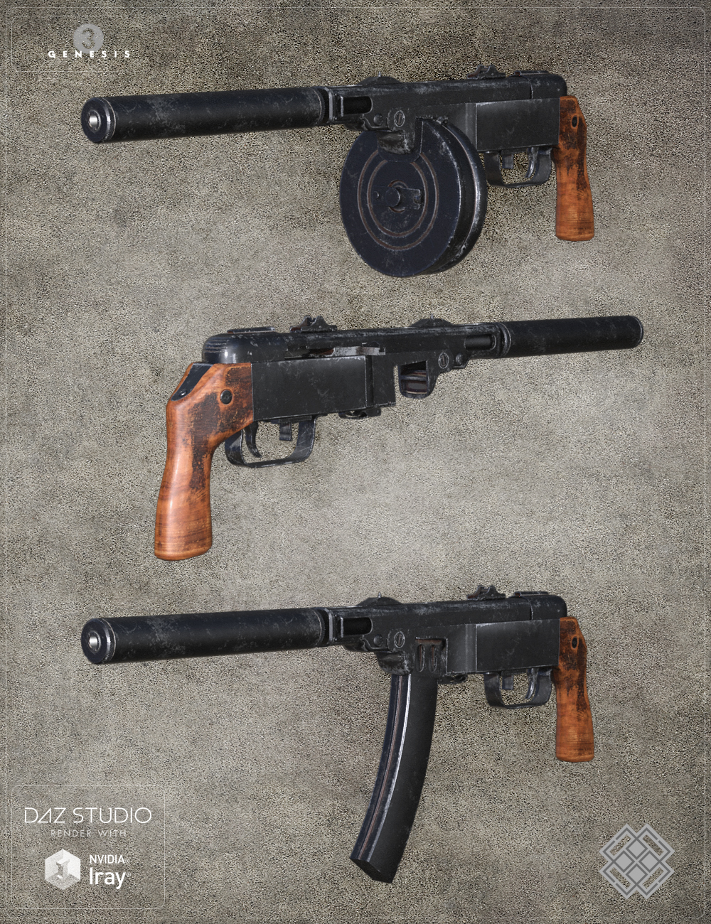 Russian Weapon for Genesis 3 Male(s) by: Velemudr, 3D Models by Daz 3D