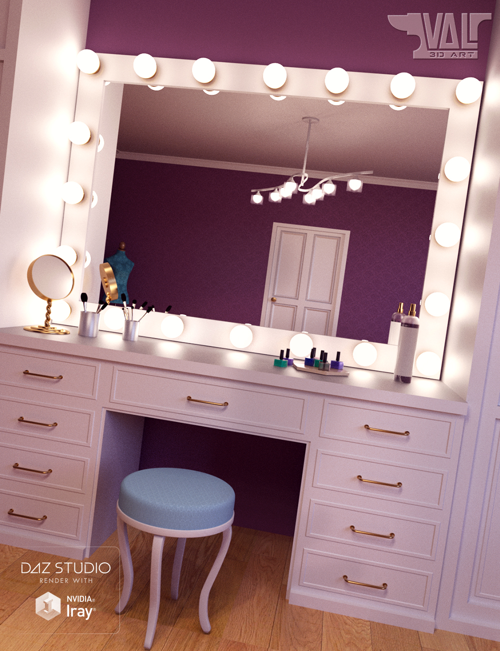 Vanity Room Environment and Poses by: Val3dart, 3D Models by Daz 3D