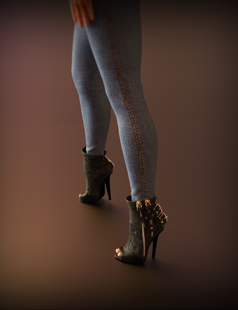 Double Zipper Buckle Boots for Genesis 3 Female(s) by: chungdan, 3D Models by Daz 3D