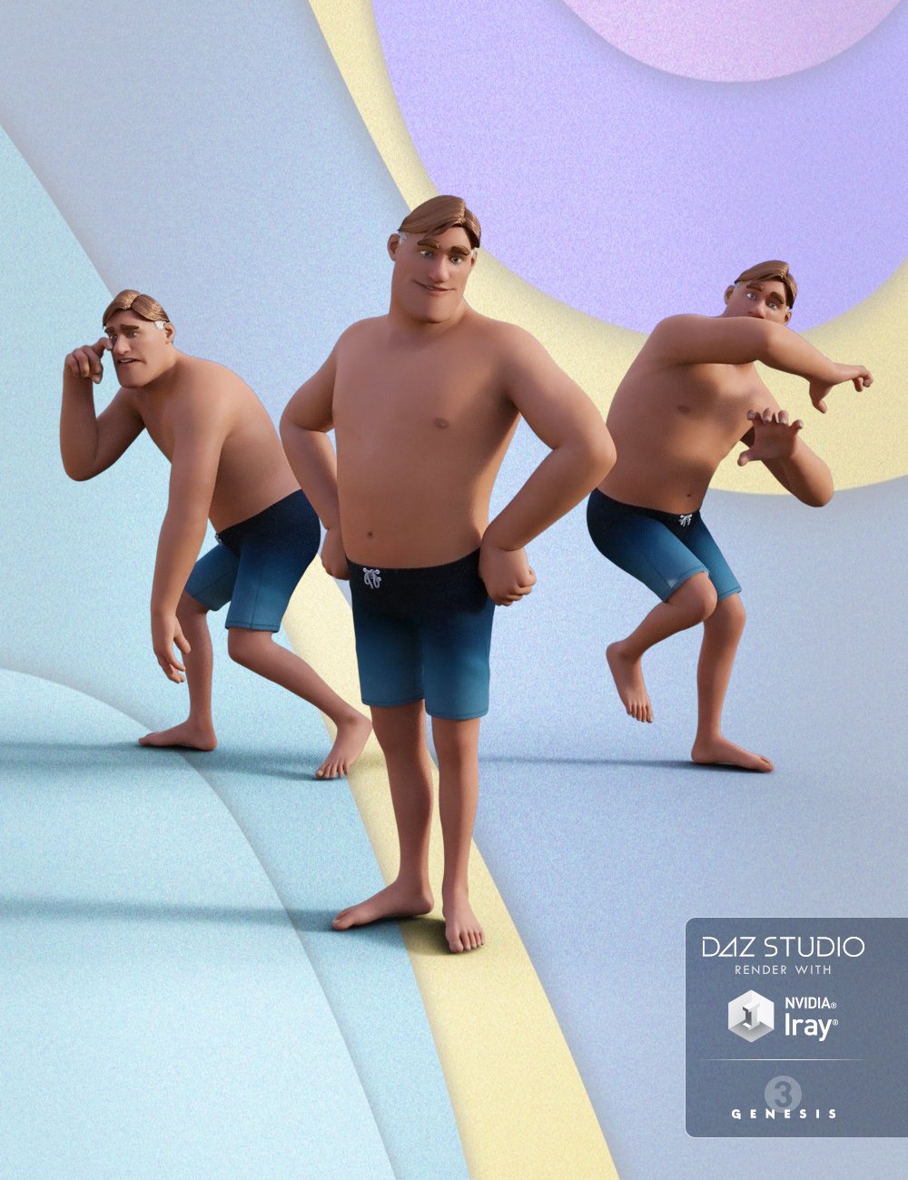 Multi-Man Basic Poses by: Muscleman, 3D Models by Daz 3D
