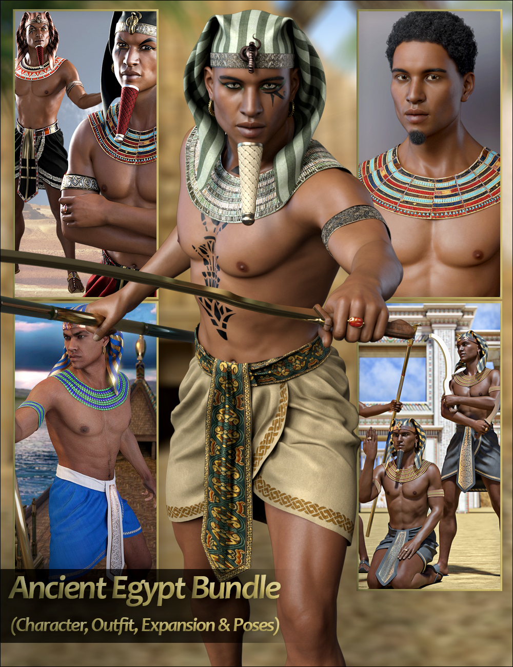 Ancient Egypt Bundle – Character, Outfit, Expansion and Poses by: SabbyLaticis ImageryShox-DesignFred Winkler ArtFisty & DarcSedor, 3D Models by Daz 3D