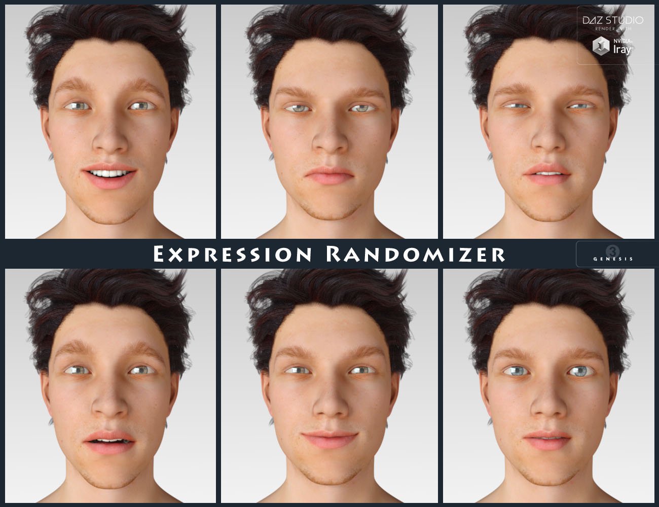 Expression Randomizer for Genesis 3 Expression Randomizer for Genesis 3 by: Cayman Studios, 3D Models by Daz 3D