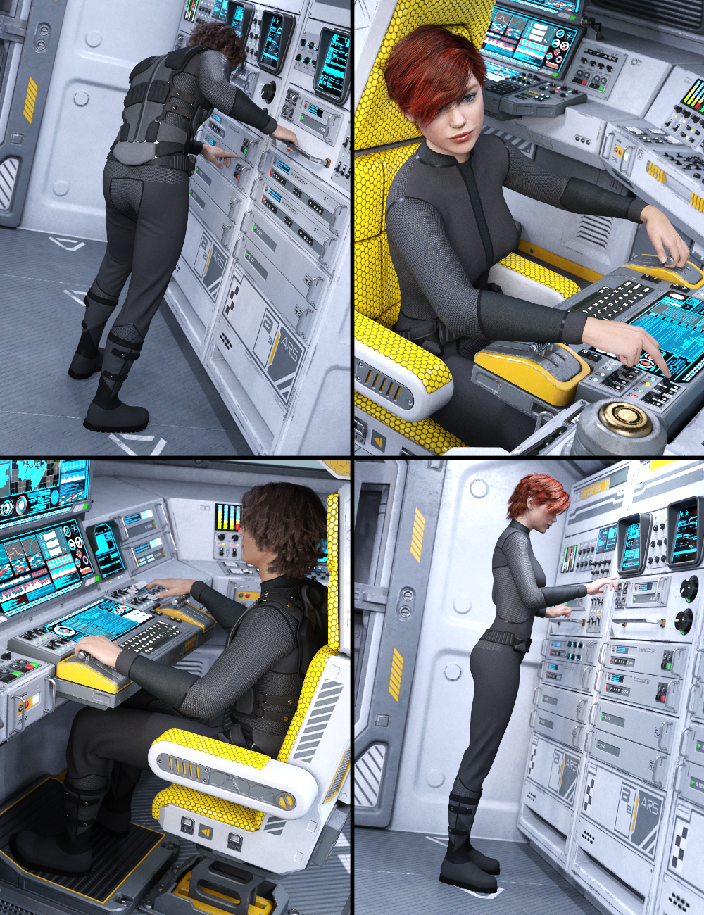 Sci-fi Cockpit Interior Poses by: Three Wishes, 3D Models by Daz 3D
