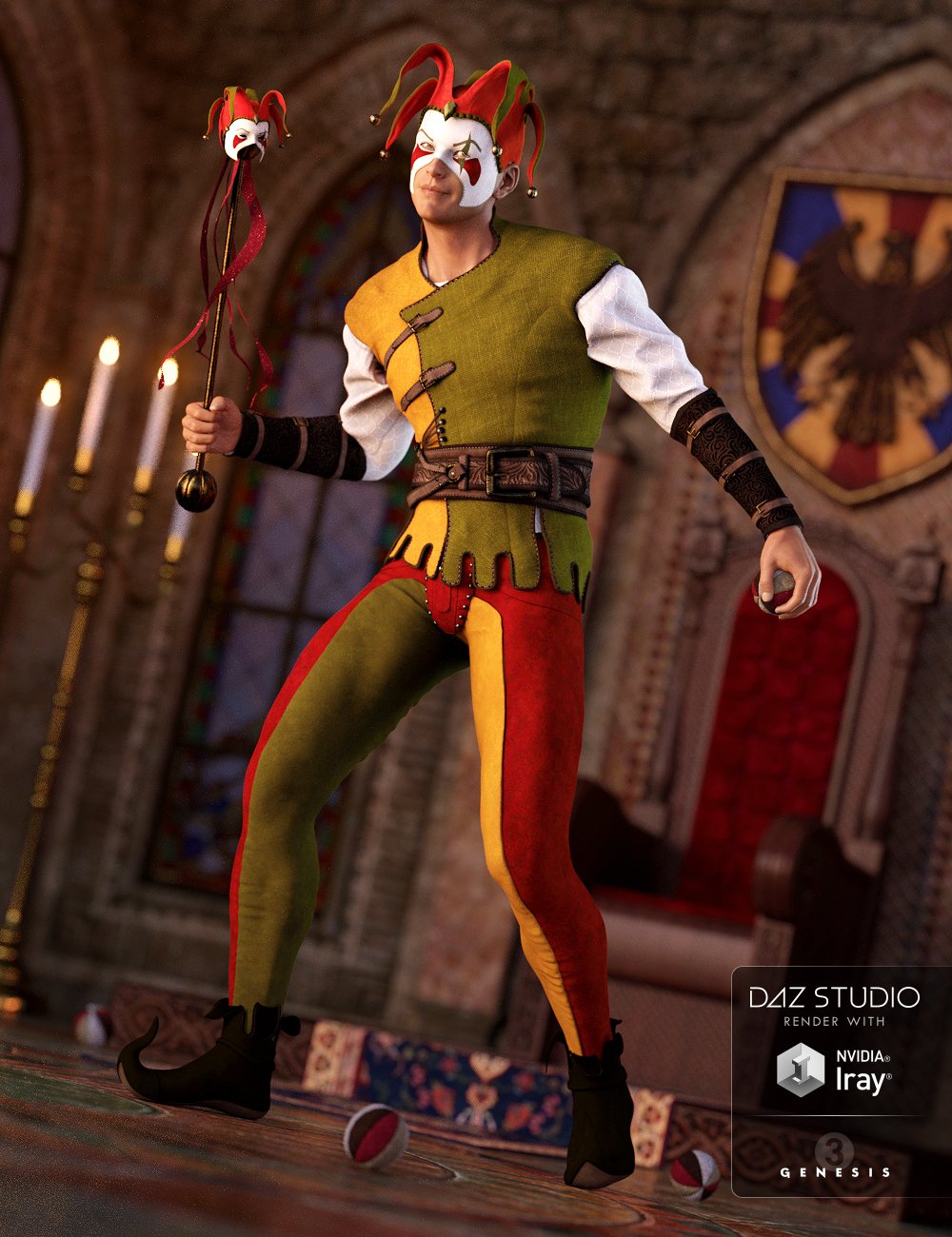 The Shadow Jester Outfit for Genesis 3 Male(s) by: Barbara BrundonDirtyFairyUmblefugly, 3D Models by Daz 3D