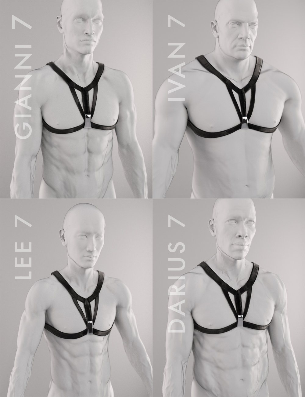 Shimuzu's Blackguard: 3 Harnesses for Genesis 3 Male by: Shimuzu, 3D Models by Daz 3D
