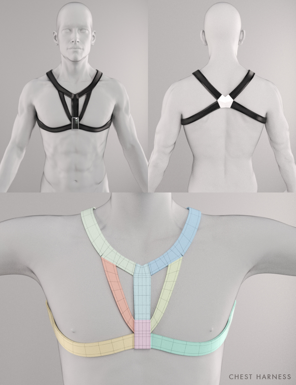 Shimuzu's Blackguard: 3 Harnesses for Genesis 3 Male by: Shimuzu, 3D Models by Daz 3D