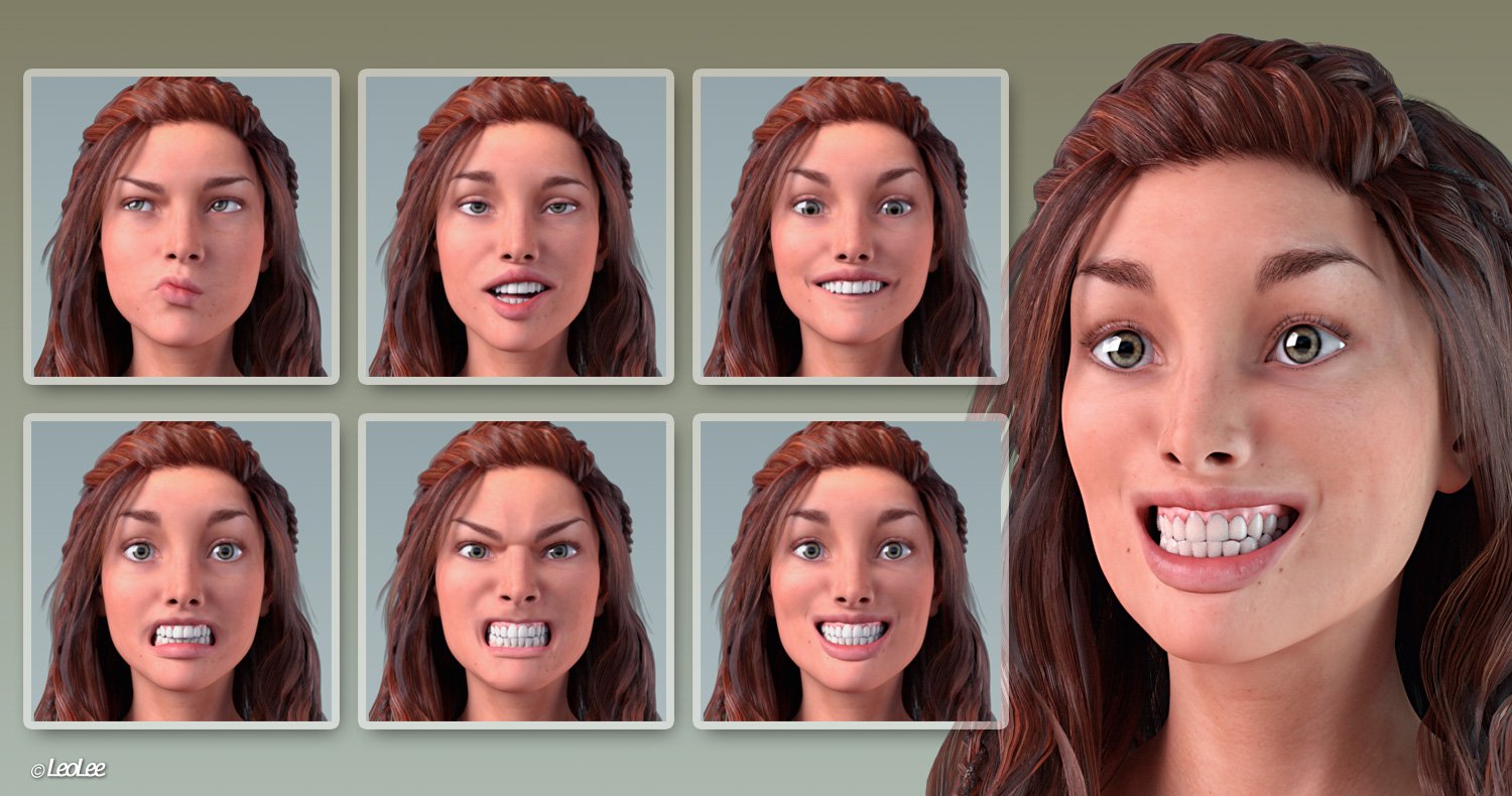 Grimaces - Dialable & One-Click Expressions for Genesis 3 Female Grimaces - Dialable & One-Click Expressions for Genesis 3 Female by: Leo Lee, 3D Models by Daz 3D