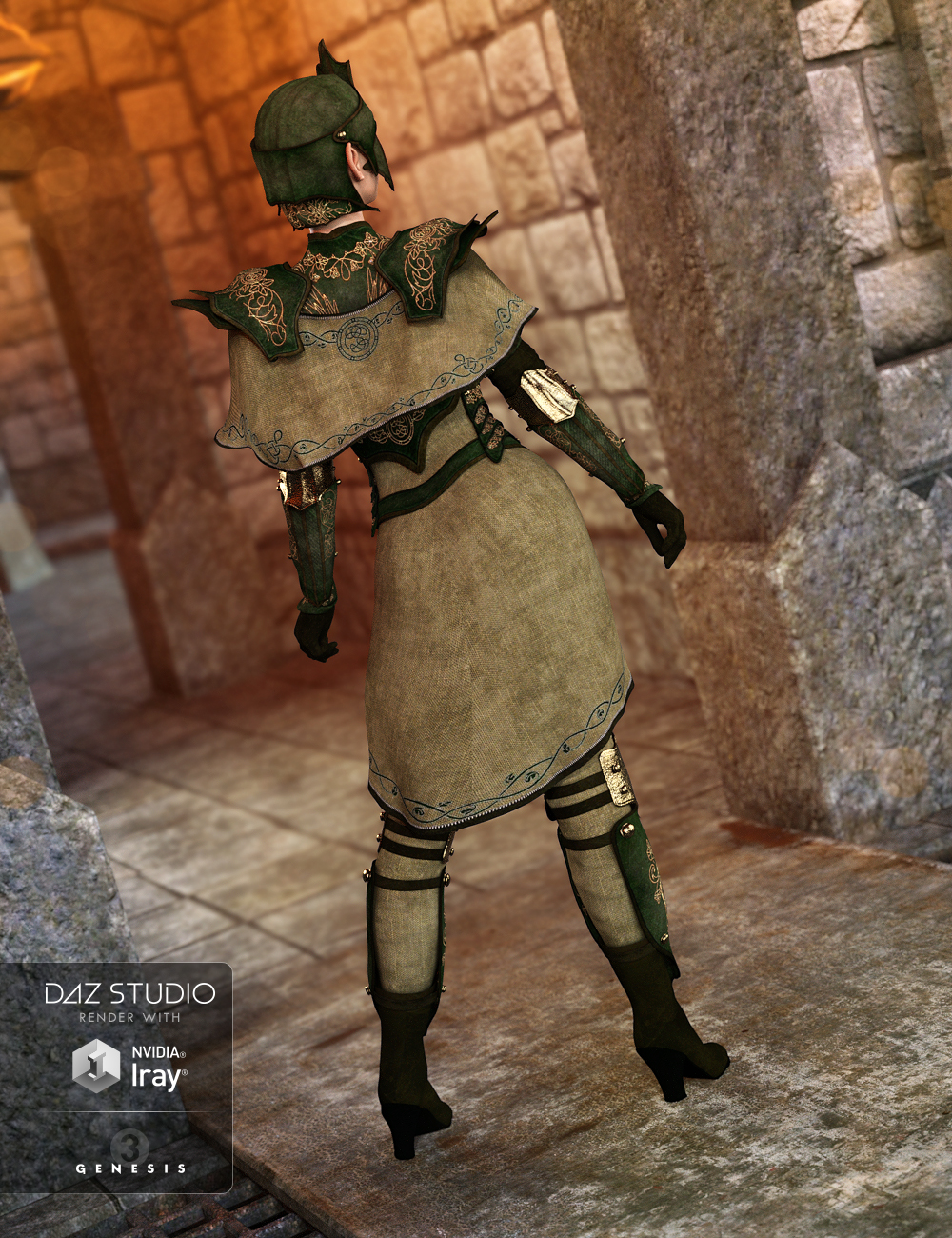 Elven Knight Armor for Genesis 3 Female(s) by: Barbara BrundonDirtyFairyUmblefugly, 3D Models by Daz 3D