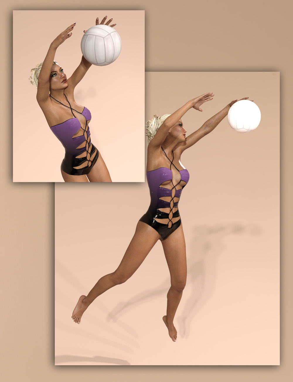 Beach Volleyball Poses for Genesis 3 Female(s) by: RiverSoft Art, 3D Models by Daz 3D