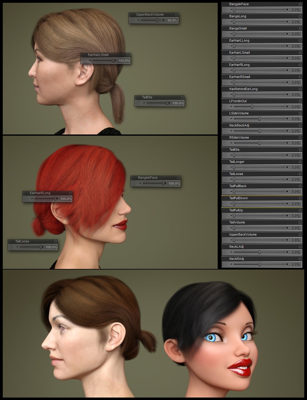 Sylvia Hair for Genesis 3 Female(s) by: Toyen, 3D Models by Daz 3D