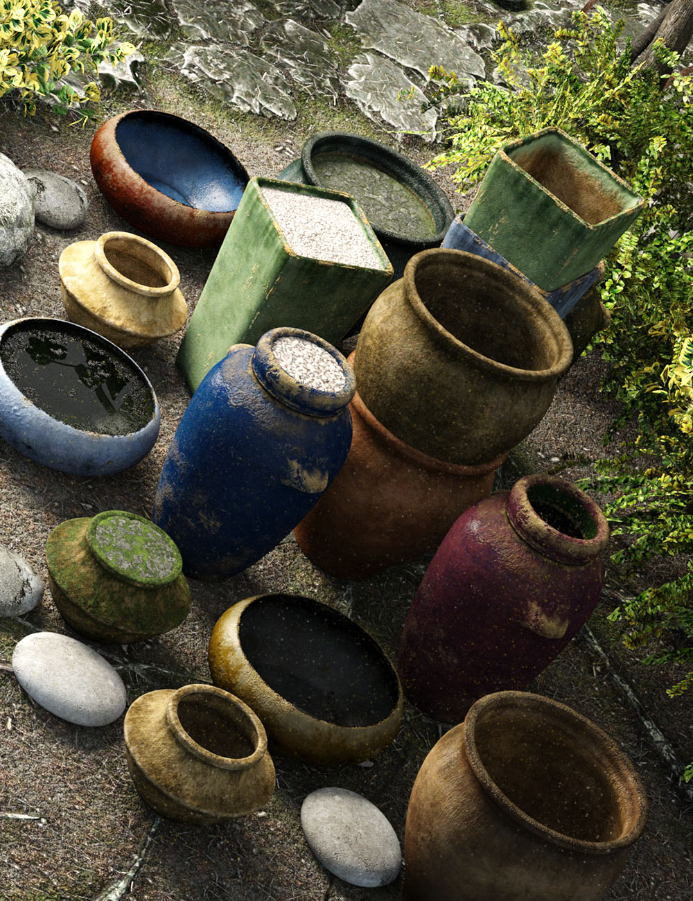 Garden Pottery by: vikike176, 3D Models by Daz 3D