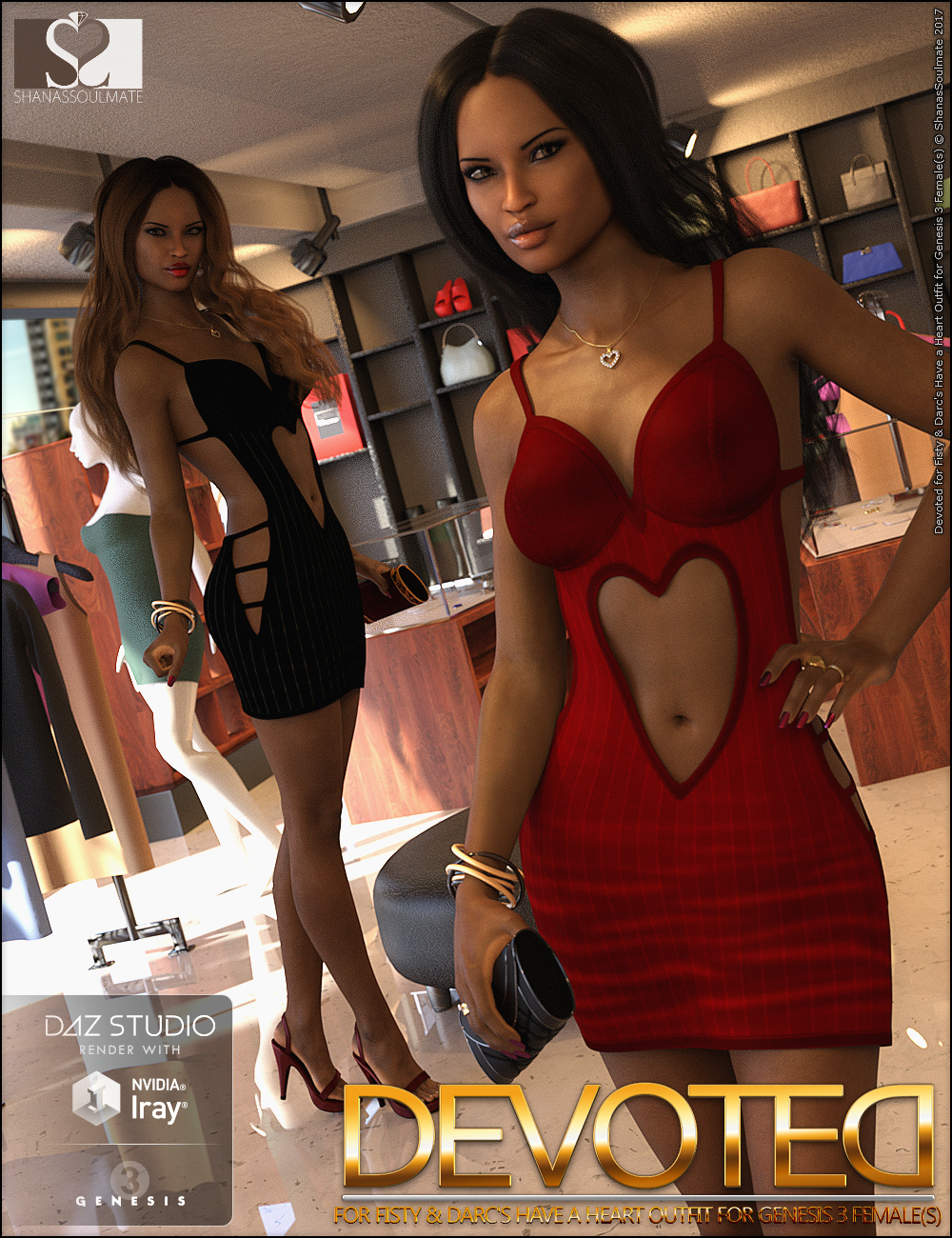 Have a Heart Outfit Devoted Textures by: ShanasSoulmate, 3D Models by Daz 3D