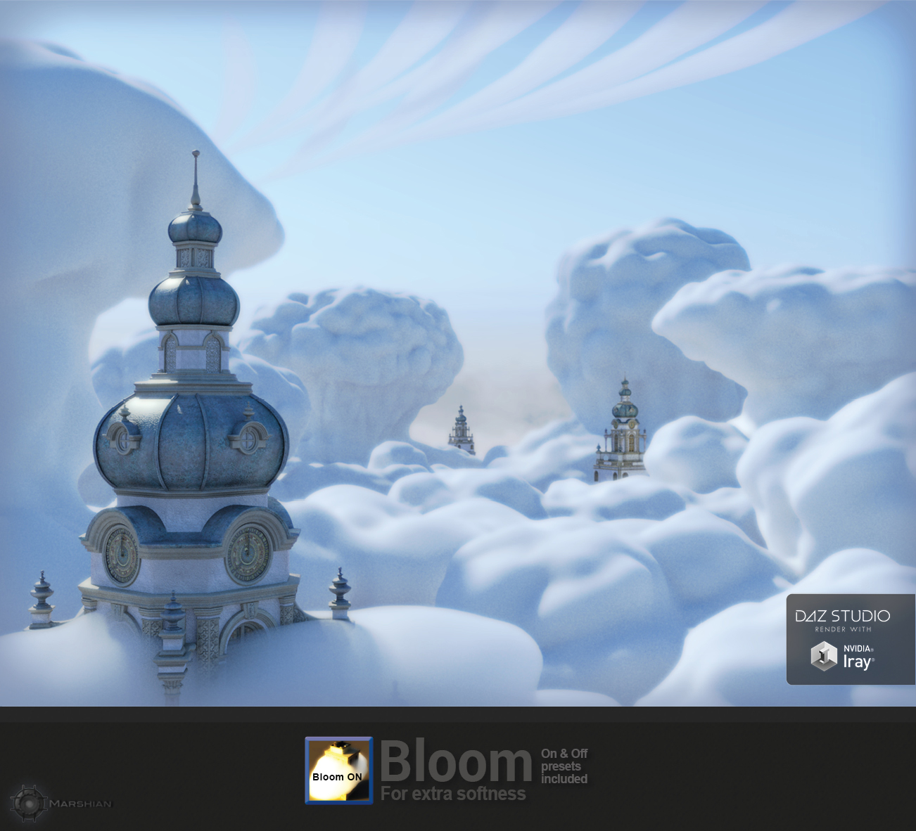 3D Toon Clouds for Iray and 3Delight by: Marshian, 3D Models by Daz 3D