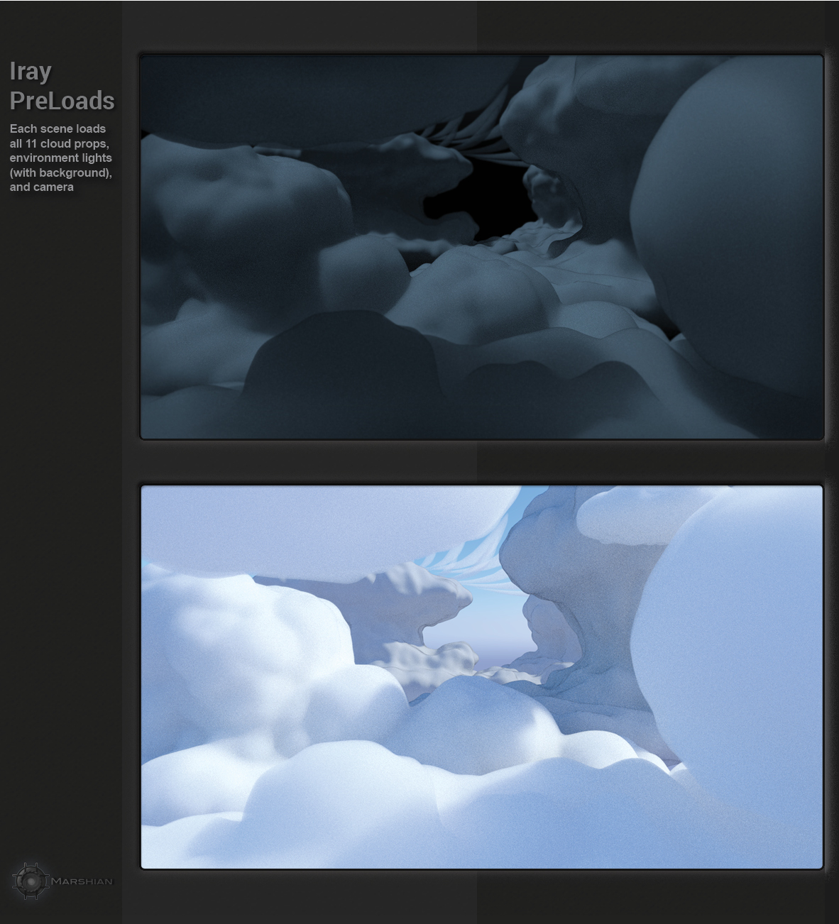 3D Toon Clouds for Iray and 3Delight by: Marshian, 3D Models by Daz 3D