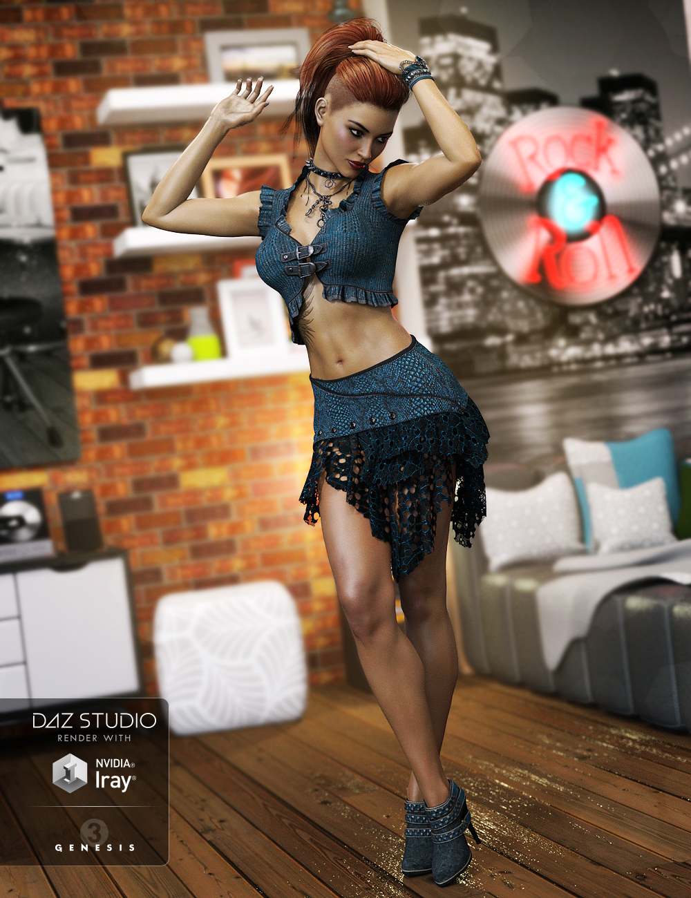Rocker Outfit Textures by: DirtyFairy, 3D Models by Daz 3D