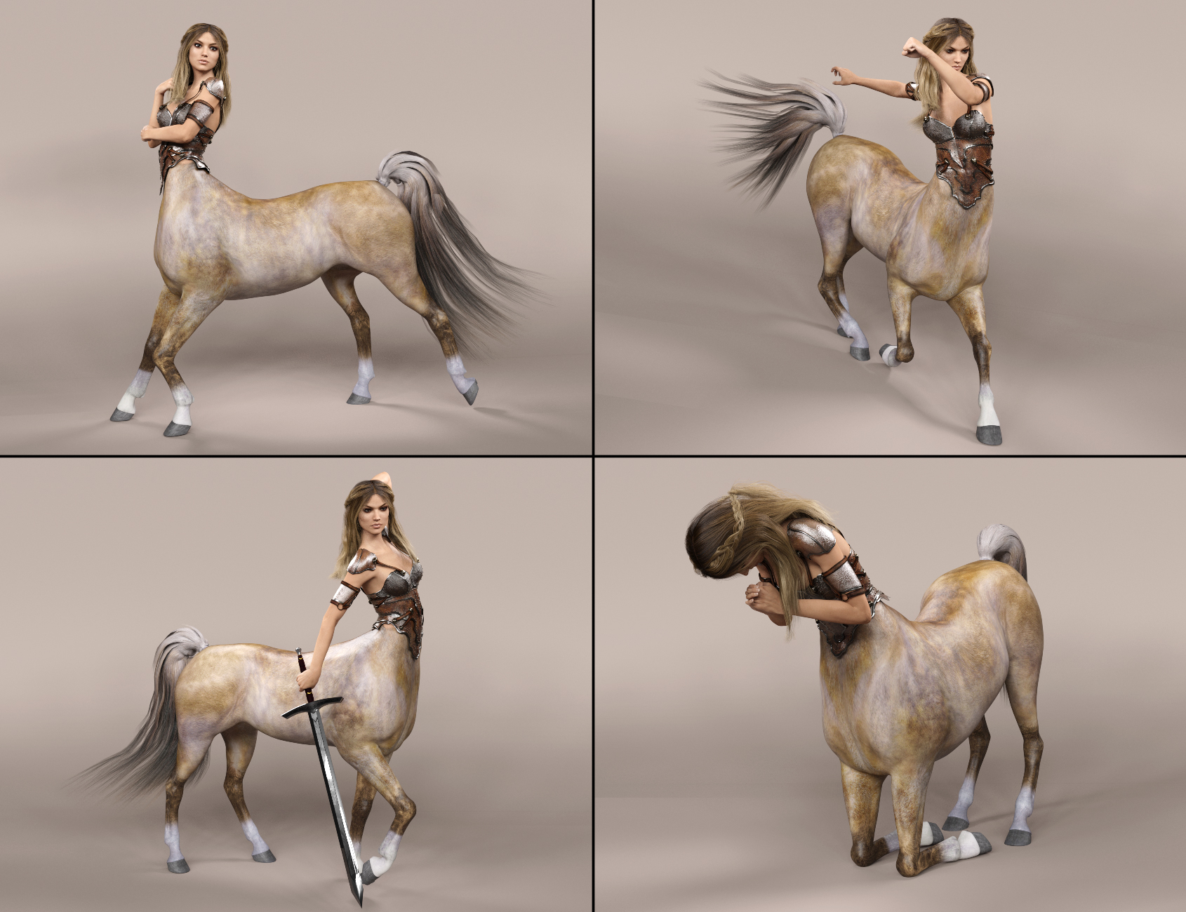 Gladiatrice Poses for Centaur 7 Female by: lunchlady, 3D Models by Daz 3D